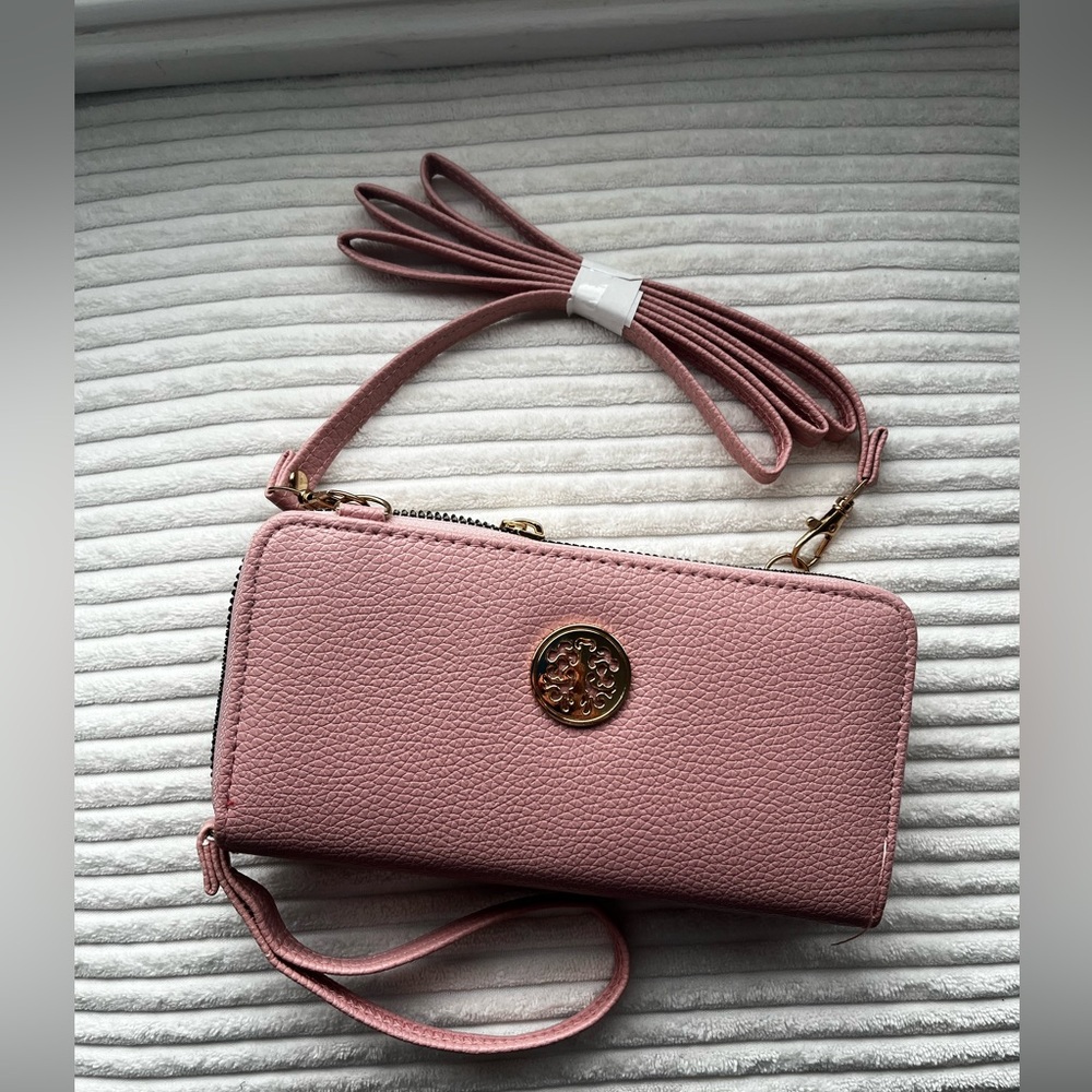 Dasein Women’s Vegan Light Pink Wallet Purse With Strap